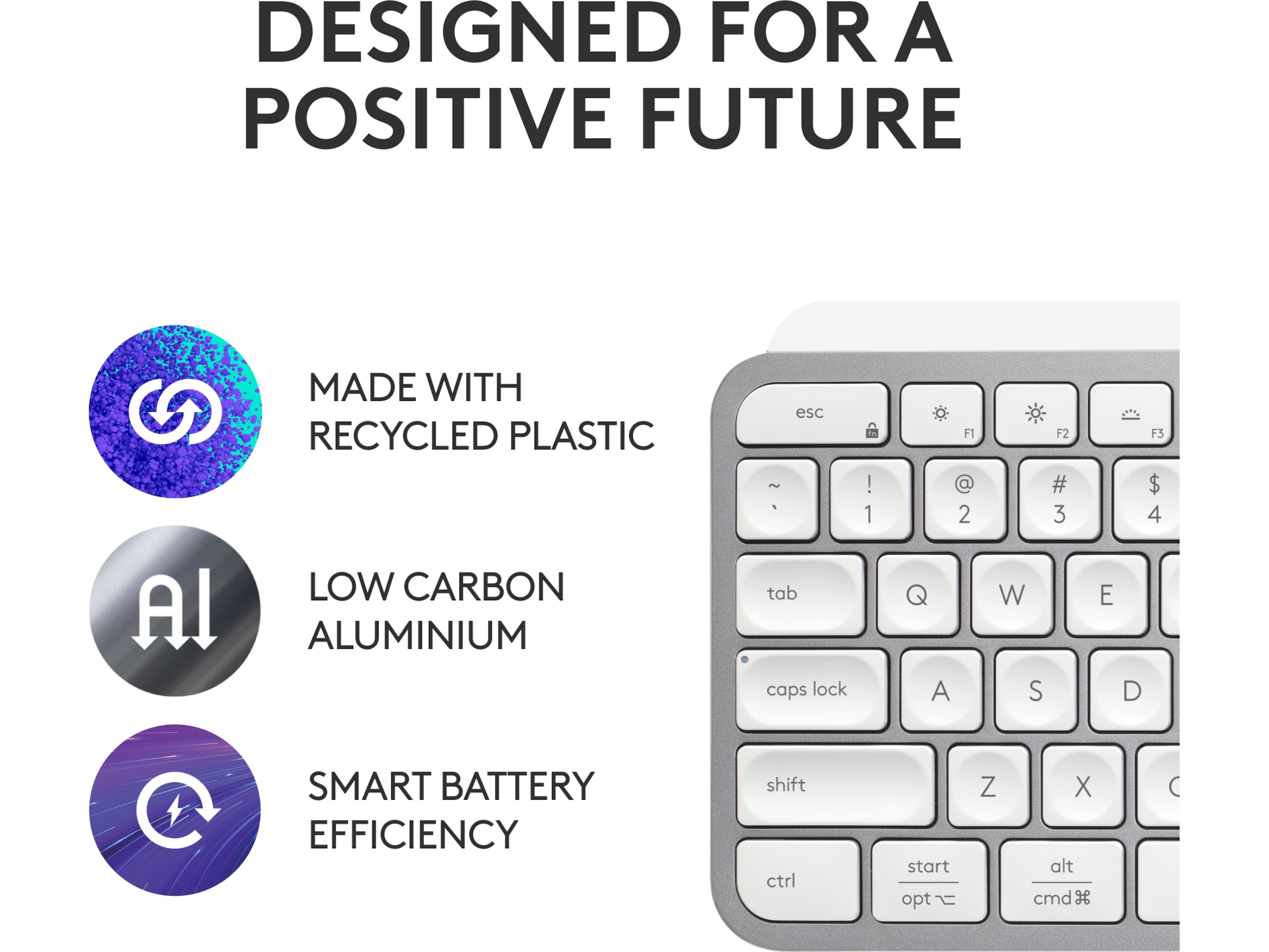 Logitech MX Keys S trådlöst tangentbord (pale grey) Tangentbord