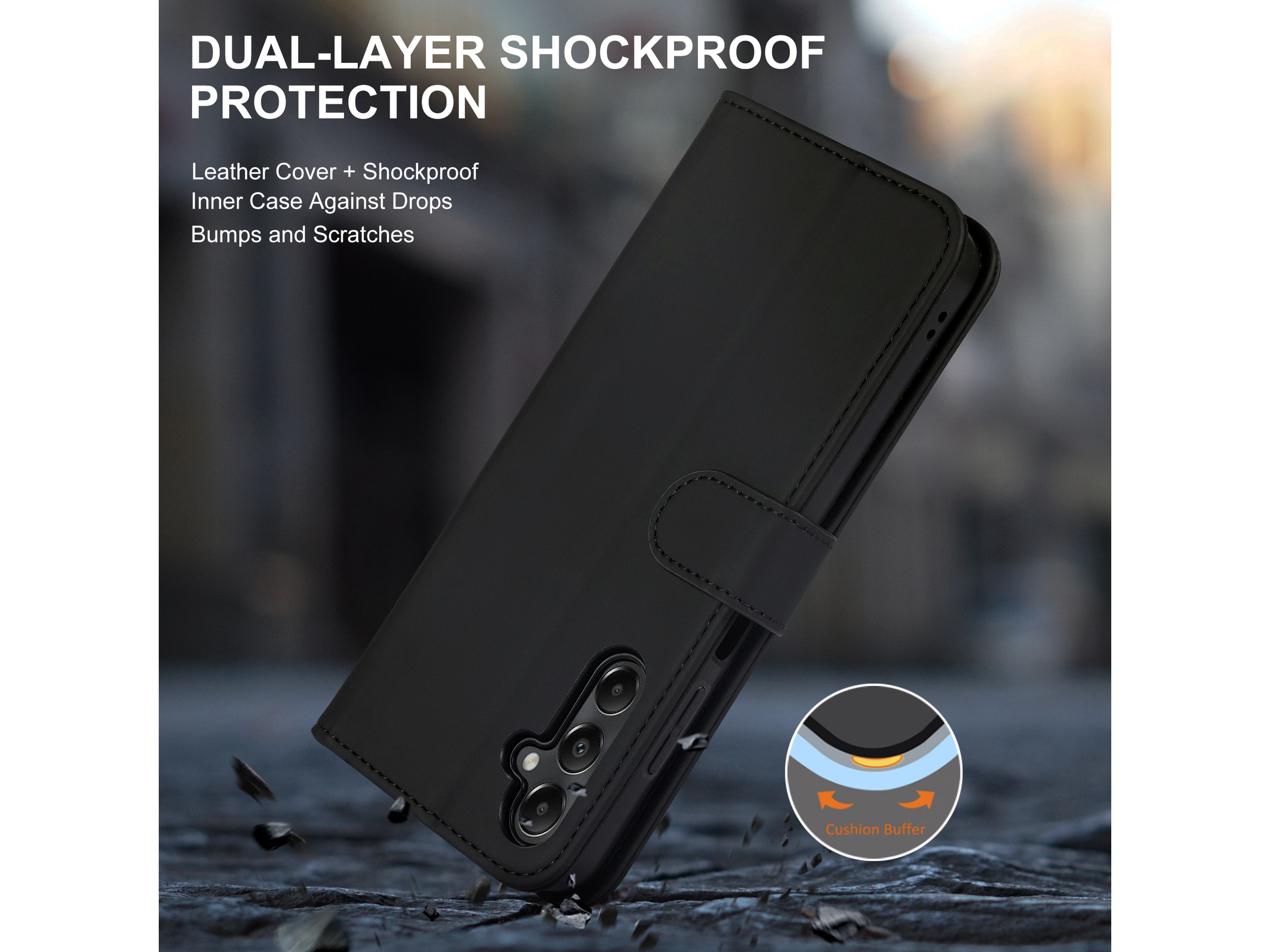 iiglo Galaxy A05S Plånboksfodral (svart) Mobilskal