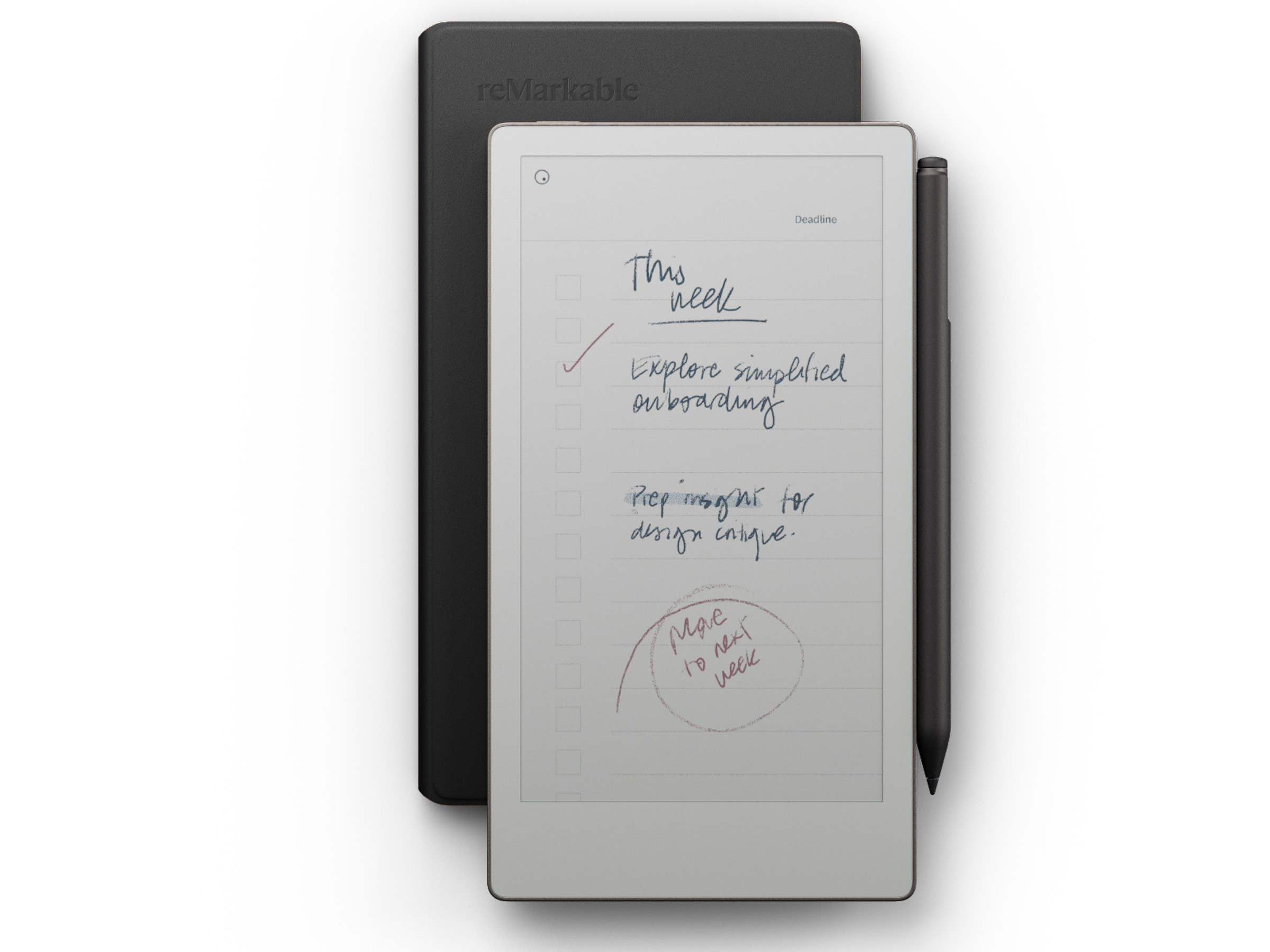 reMarkable Paper Pro 7.3" inkl. Marker Plus & Book Folio (svart skinn) Digitala anteckningsblock