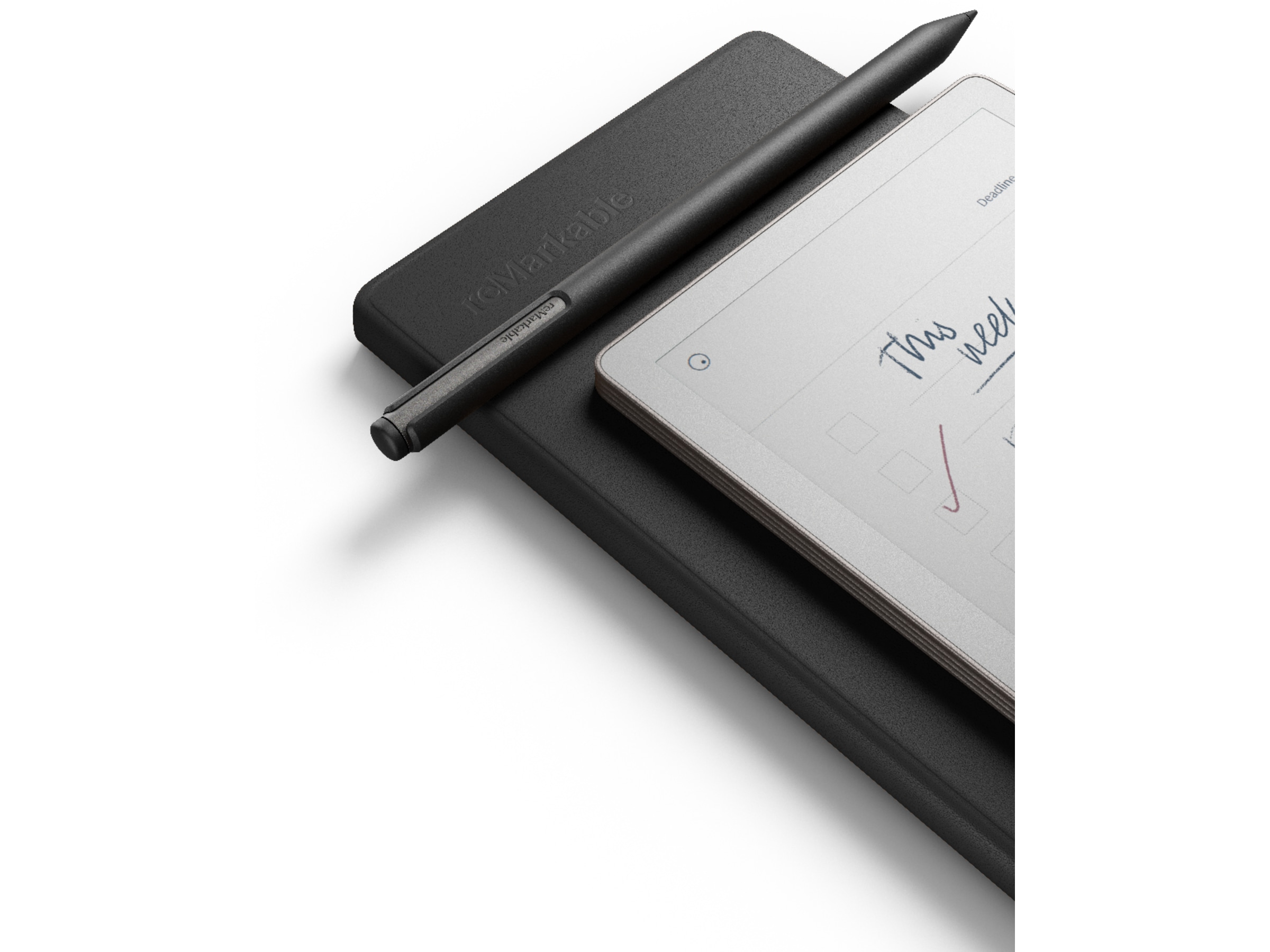 reMarkable Paper Pro 7.3" inkl. Marker Plus & Book Folio (svart skinn) Digitala anteckningsblock