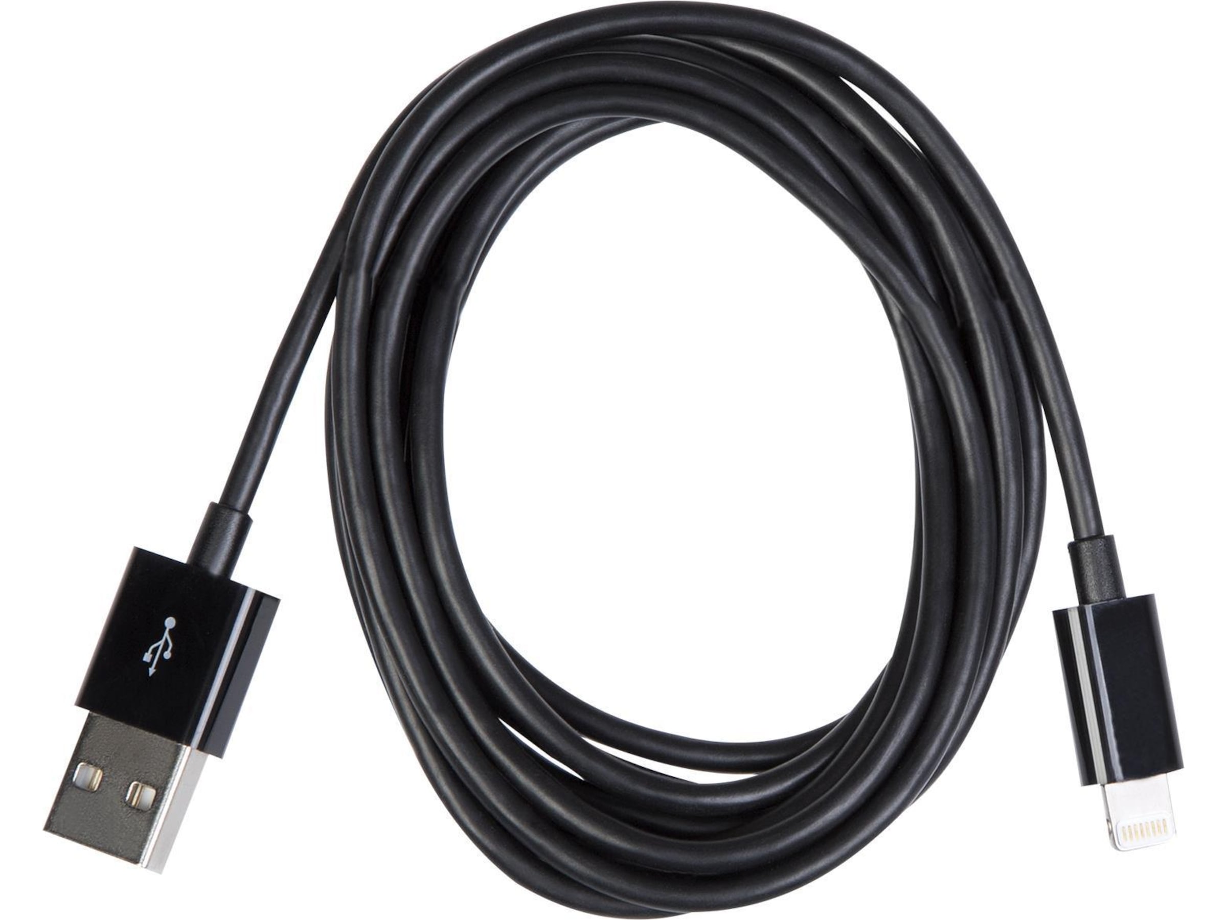 USB A 2.0 male to Lightning male kabel svart 2m USB-kablar