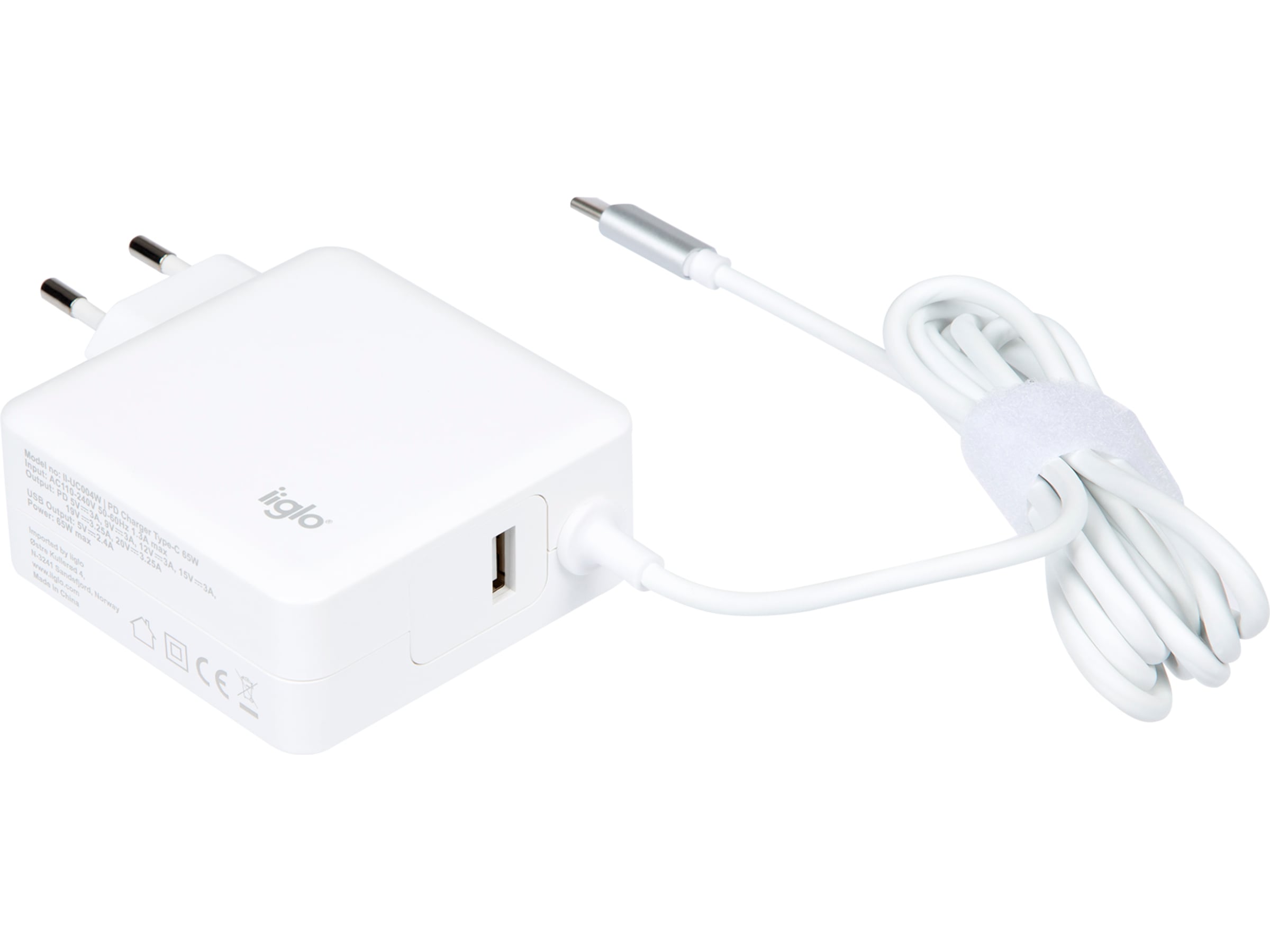 iiglo universal laddare till PC, telefon och surfplatta, USB-C 65W Batteri och laddare