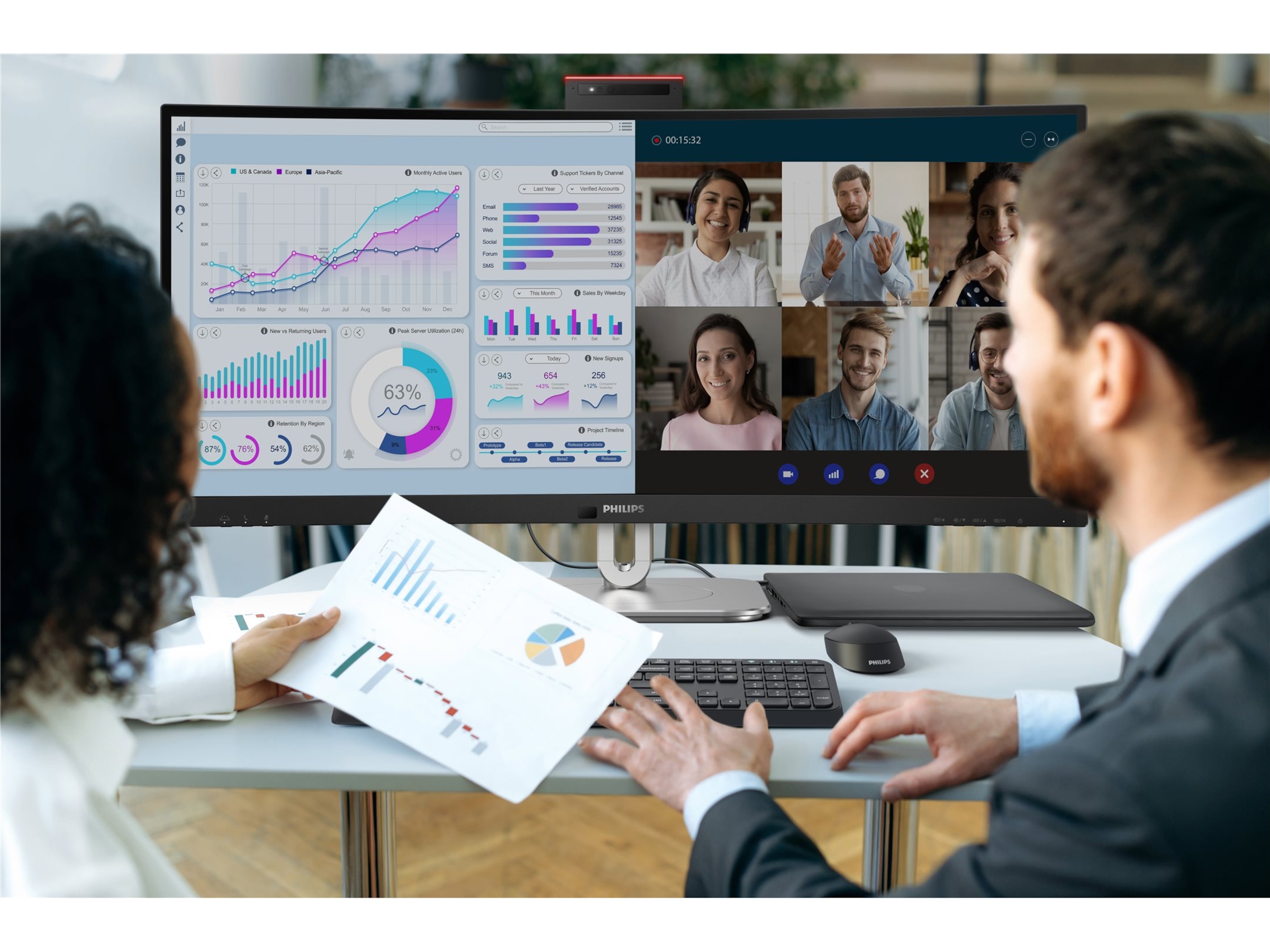 Philips 34" curved skärm 34B2U6603CH/00 Bildskärmar