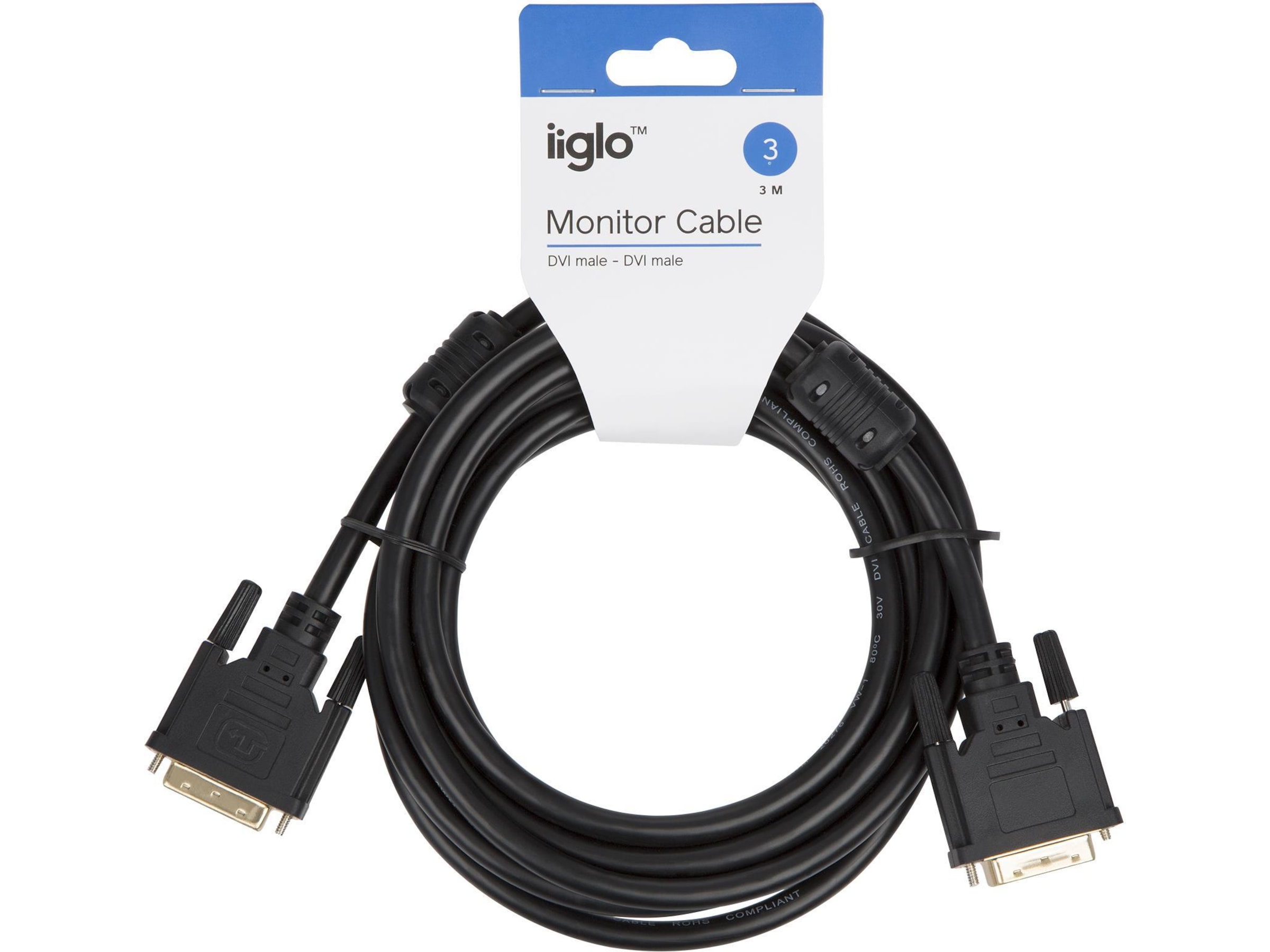 DVI-D kabel 3m (svart) Skärmkablar