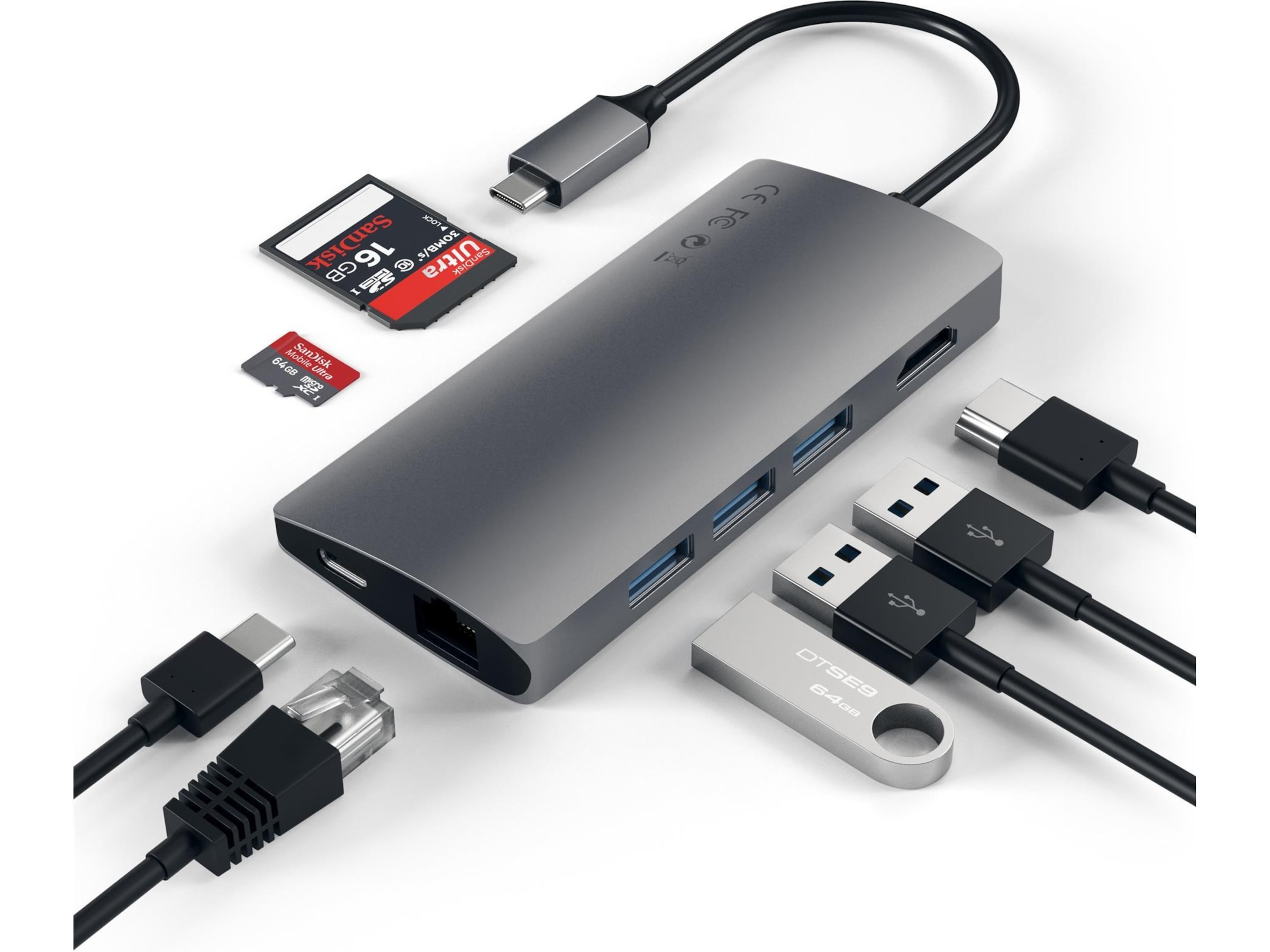 Satechi MultiPort 4K Docking V2 (rymdgrå) Dockningsstation och USB-hub