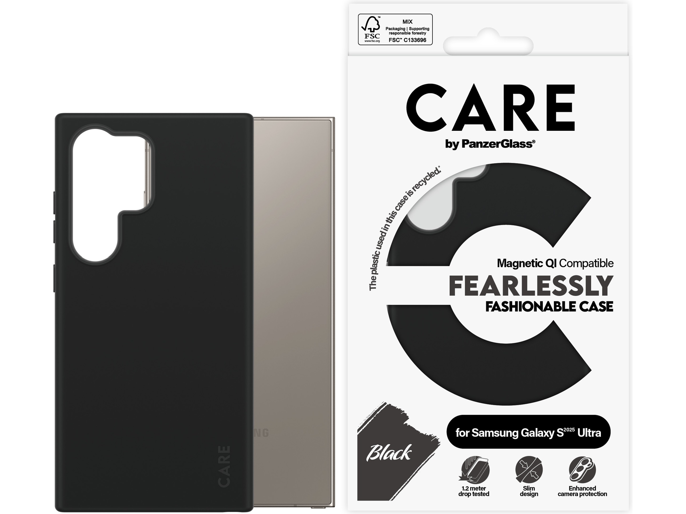 PanzerGlass CARE Galaxy S25 Ultra Qi Fashion skal (svart) Mobilskal