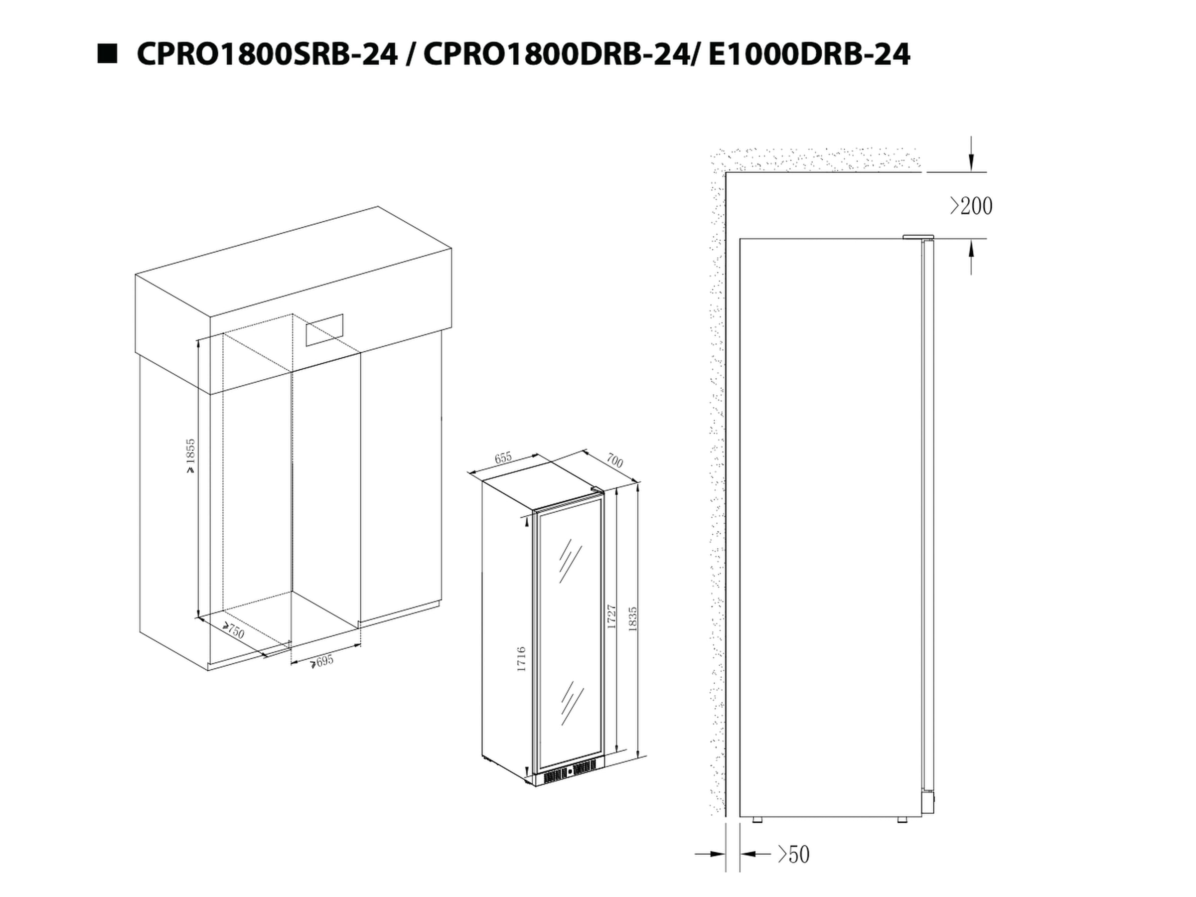 Temptech Elegance E1000DRB-24 vinkyl (153 flaskor) Fristående vinkyl