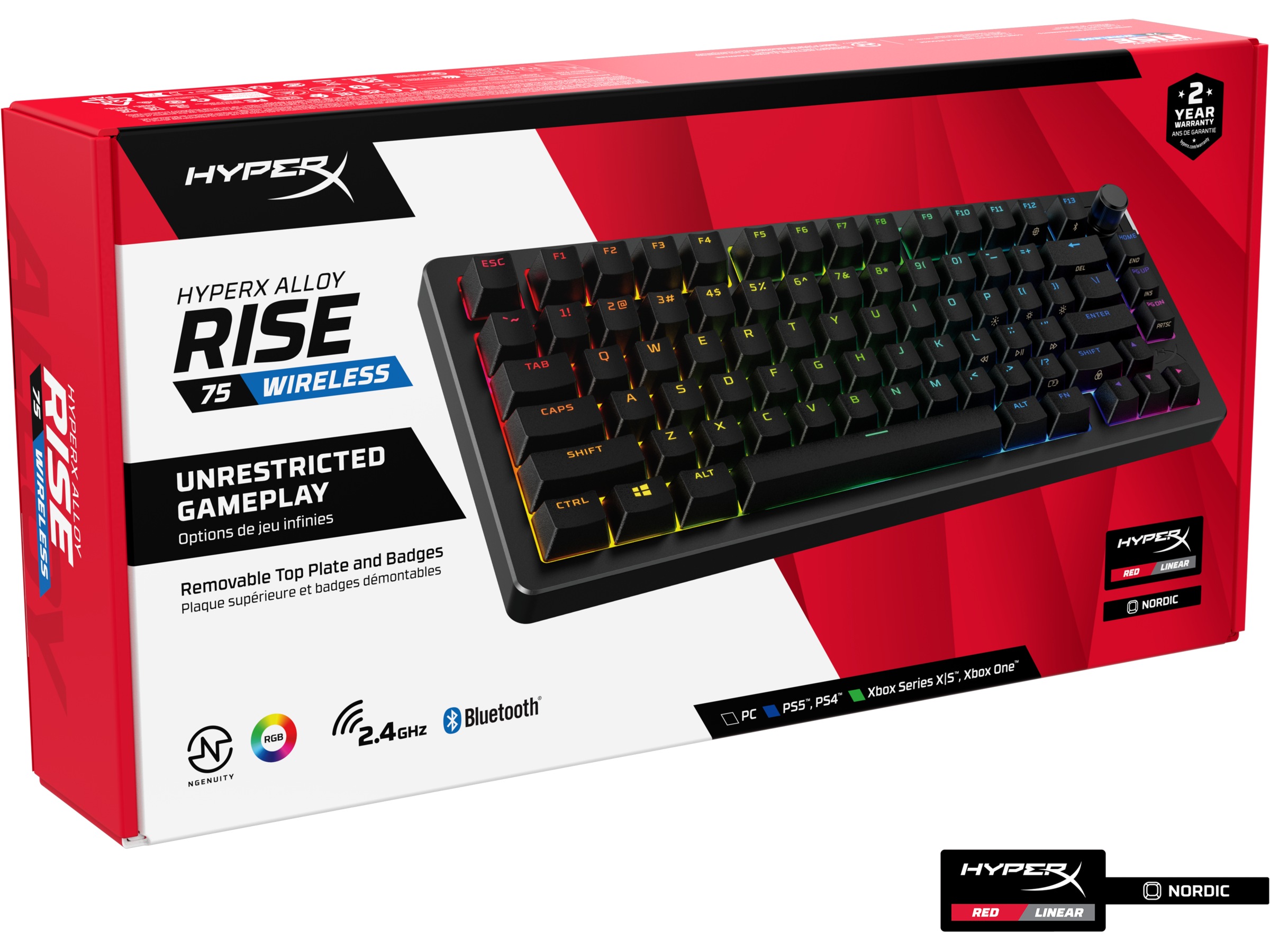 HyperX Alloy Rise 75 Trådlöst Gamingtangentbord (svart) Gamingtangentbord