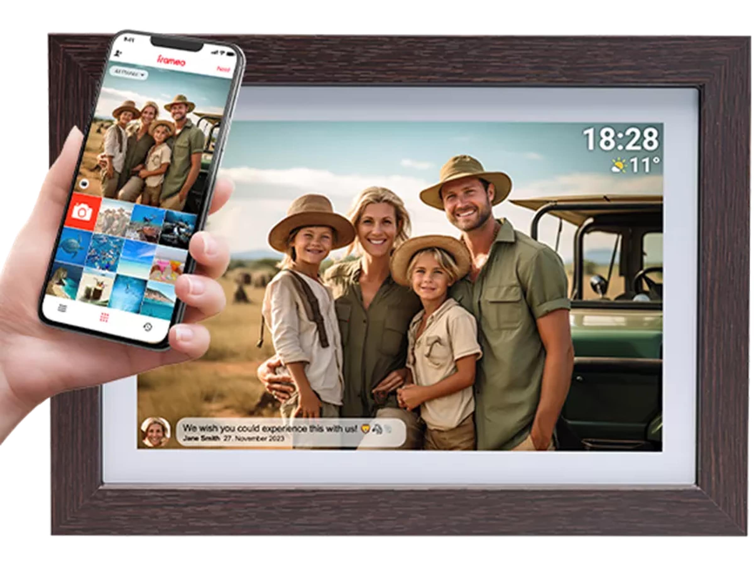 Denver PFF-1042DW 10,1" digital fotoram (mörk ek) TV-ram & tillbehör