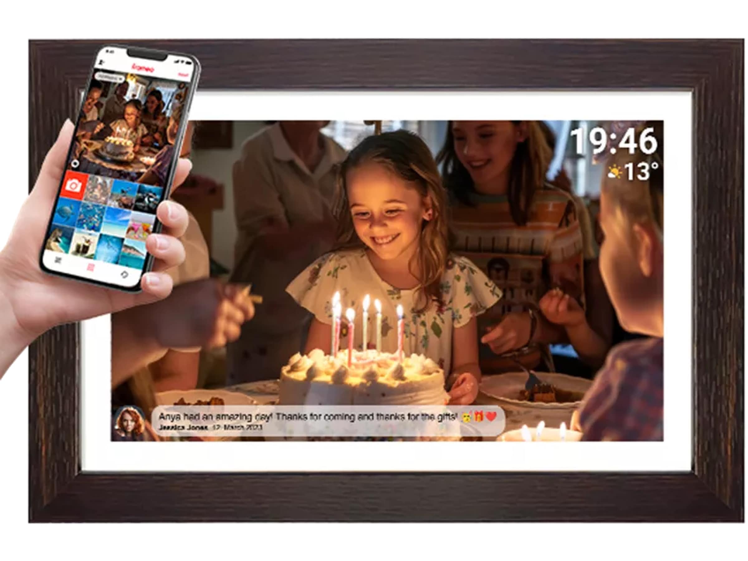 Denver PFF-1543DW 15,6" digital fotoram (mörk ek) TV-ram & tillbehör