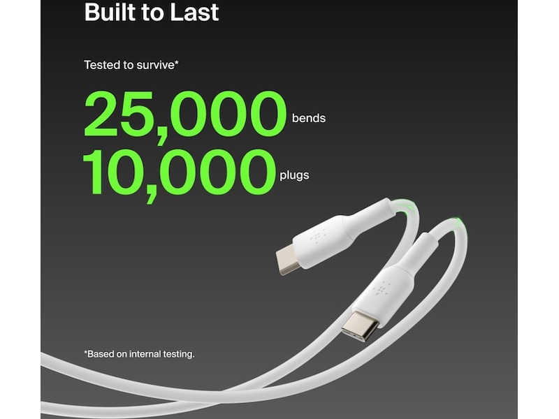 Belkin USB-C kabel 2m (vit) USB-kablar