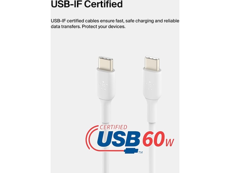 Belkin USB-C kabel 2m (vit) USB-kablar