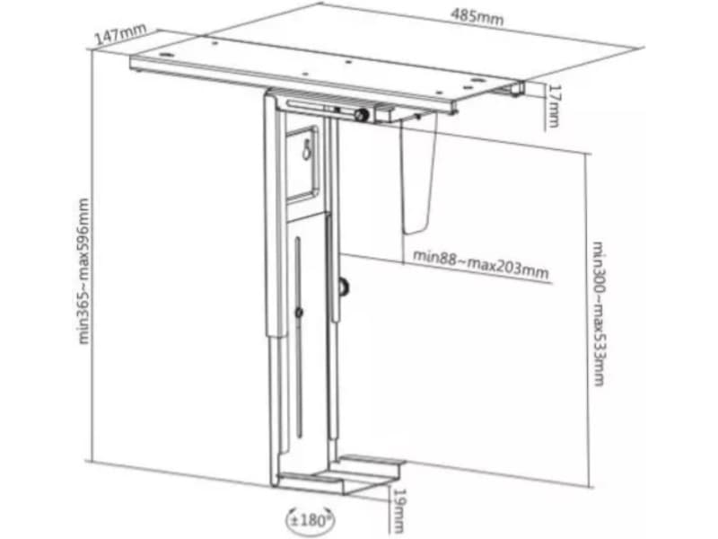 Kenson PC upphängning Solid (svart) Övriga tillbehör för kontorsmöbler