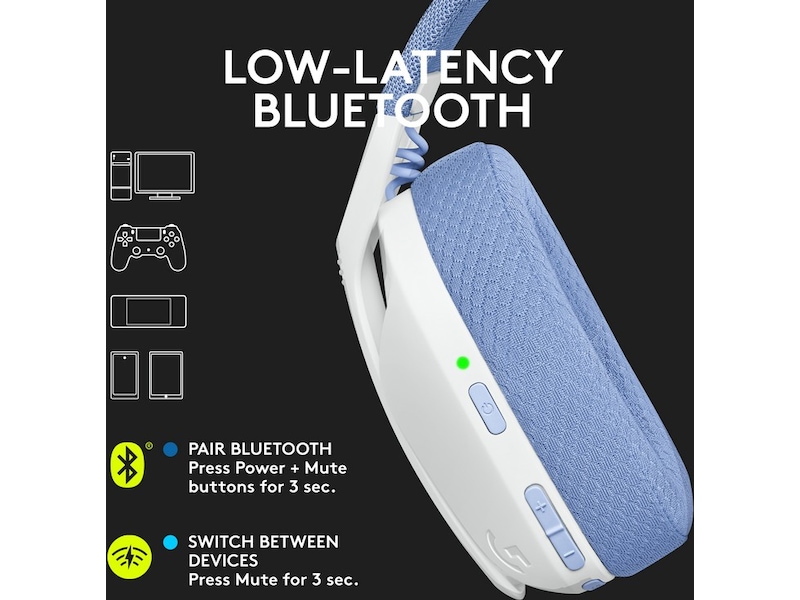 Logitech G435 LIGHTSPEED Trådlöst Gaming Headset (vit/blå) Gamingheadset