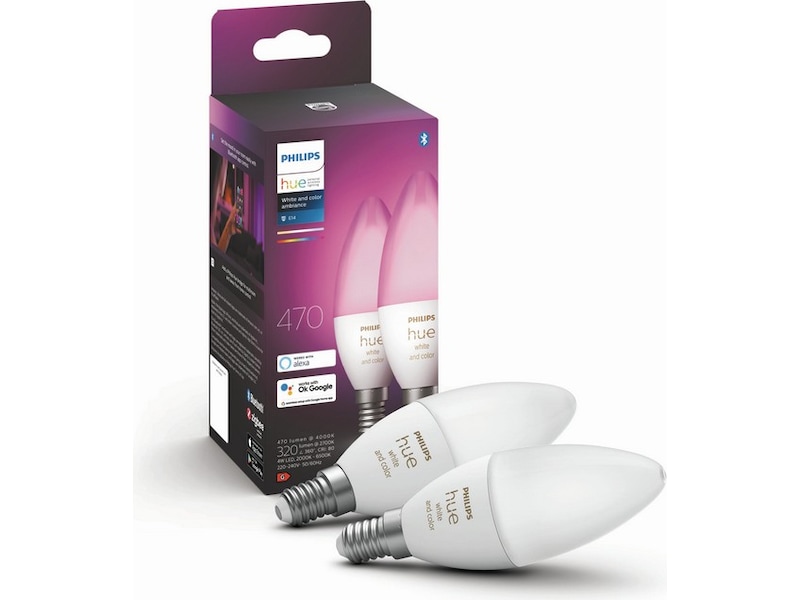 Philips Hue White and color ambiance 2-pack E14 LED-lampor & glödlampor