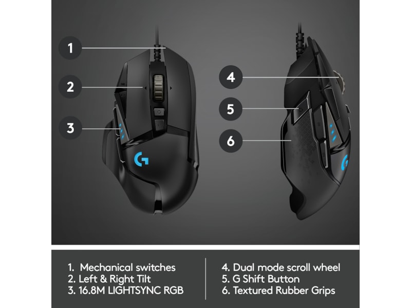 Logitech G502 HERO Gamingmus (svart) Gamingmus