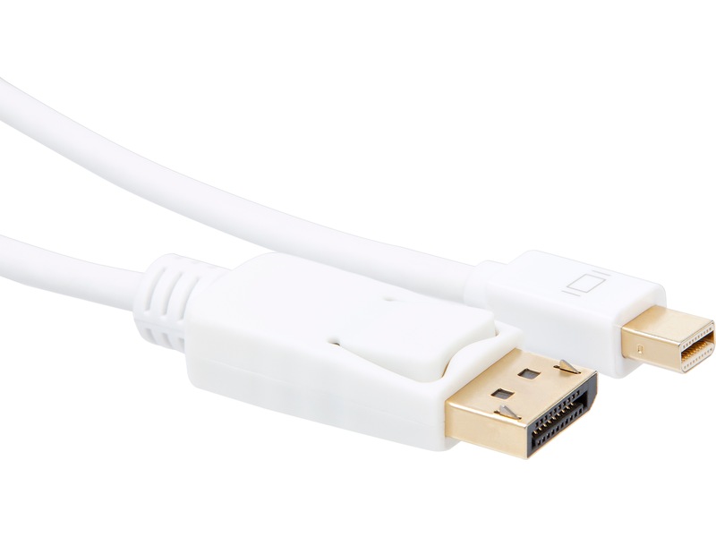 MiniDP till Displayport kabel 1m (vit) Skärmkablar