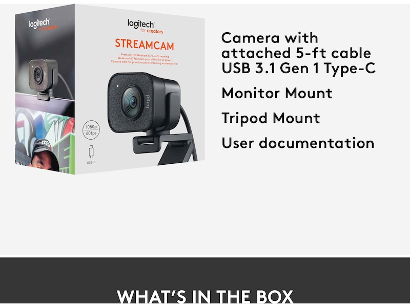 Logitech StreamCam Graphite Webbkamera