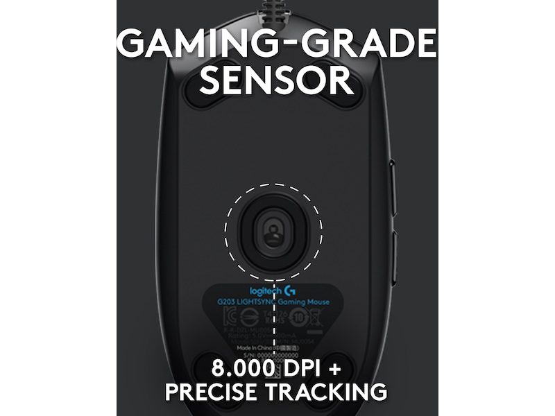 Logitech G203 Lightsync Gamingmus (svart) Gamingmus