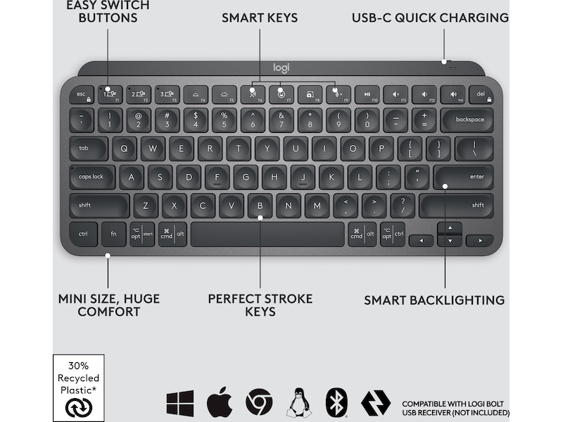 Logitech MX Keys Mini - GRAPHITE. Tangentbord