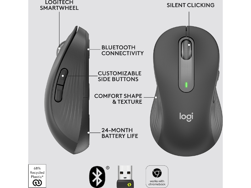 Logitech Signature M650 Large trådlös mus (grafitgrå) Mus