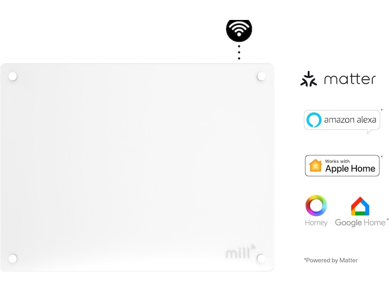 Mill Glas WiFi Gen 3 Panelelement 400W  (vit) Panelelement