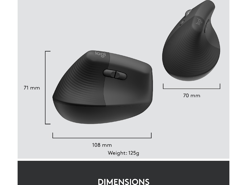 Logitech Lift Vertikal Business Vänster mus (graphite) Mus