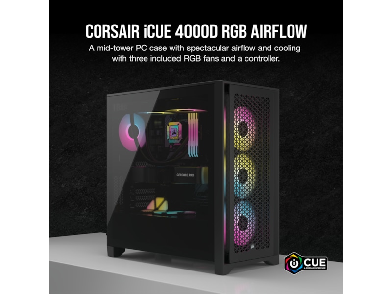 Corsair iCUE 4000D RGB Airflow Mid-Tower (svart) Midi tower
