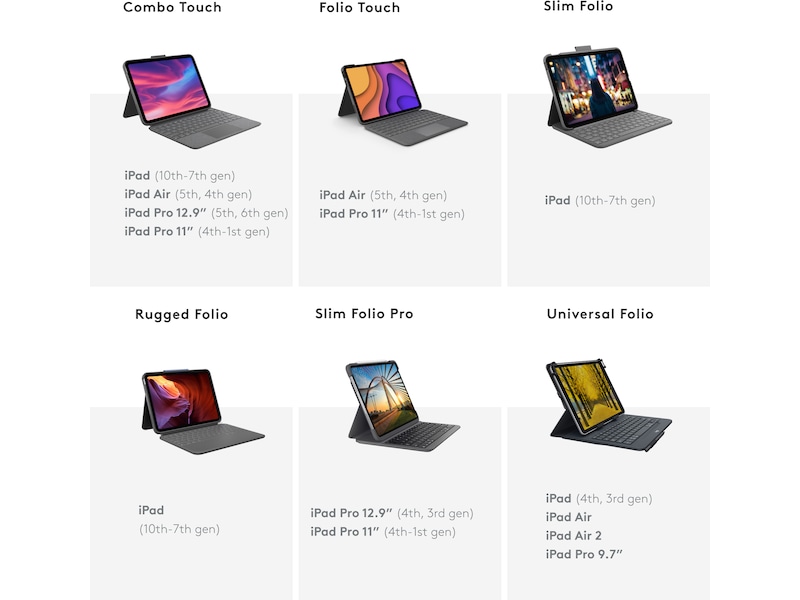 Logitech iPad 10,9" / 11" Combo Touch Tangentbordsfodral (oxford grey) Skydd