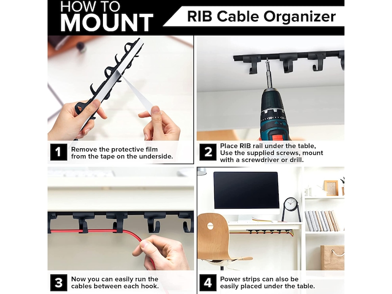 Kenson RIB 38cm Kabelhållare (3pk) Tillbehör till arbetsstationer och kontorsbås