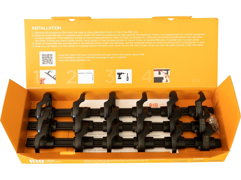 Kenson RIB 38cm Kabelhållare (3pk) Tillbehör till arbetsstationer och kontorsbås