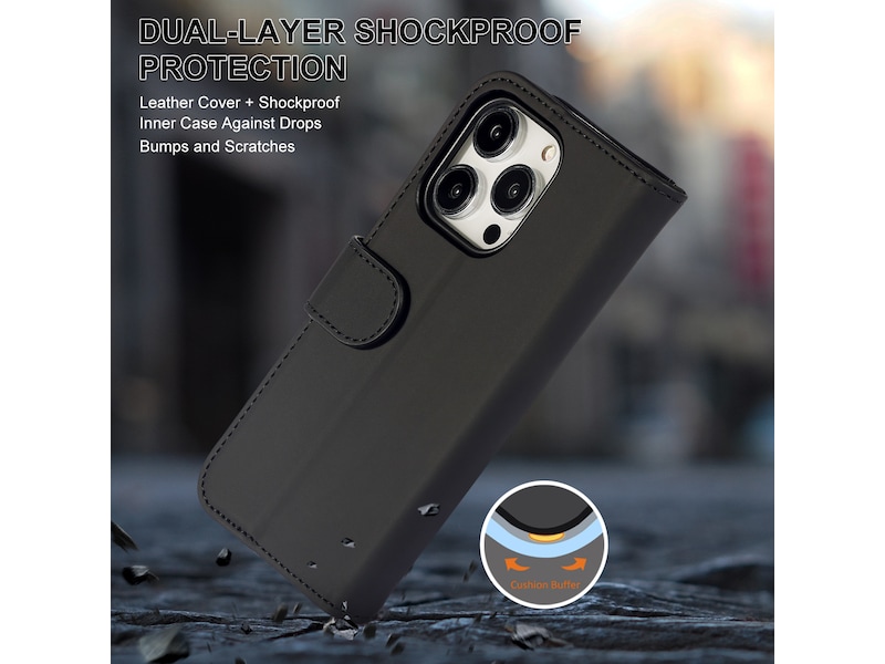 iiglo iPhone 15 Pro Plånboksfodral (svart) Mobilskal