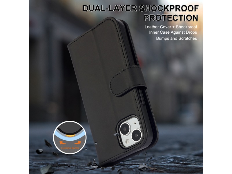 iiglo iPhone 15 / 14 Plånboksfodral (svart) Mobilskal