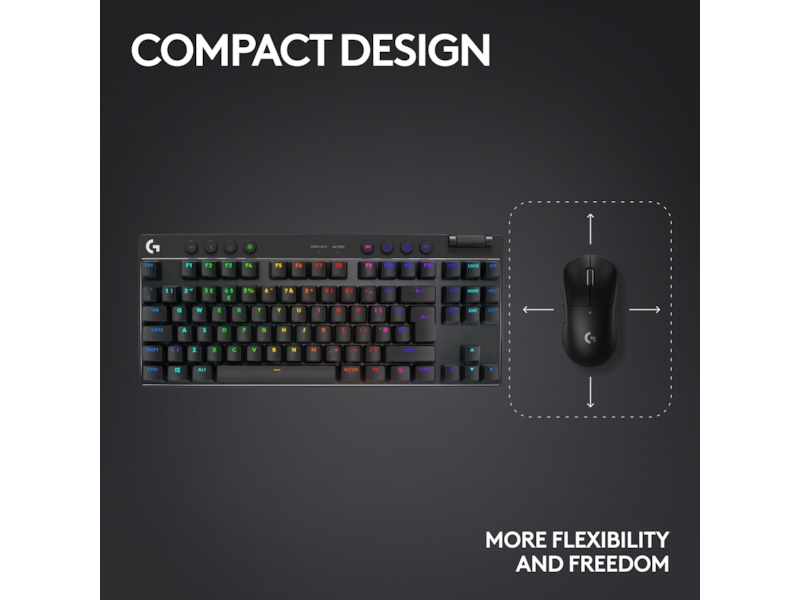 Logitech G Pro X TKL Lightspeed Trådlöst Gamingtangentbord (svart) Gamingtangentbord