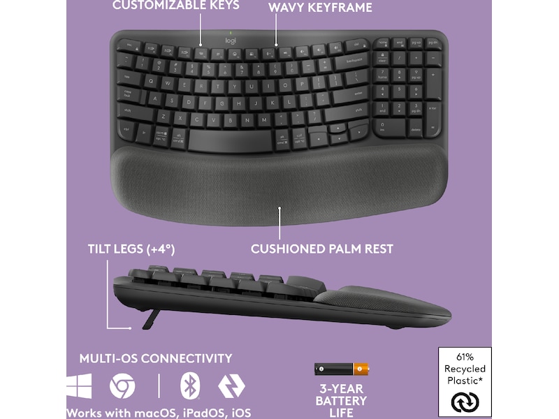 Logitech Wave Keys trådlöst tangentbord (grafit) Tangentbord