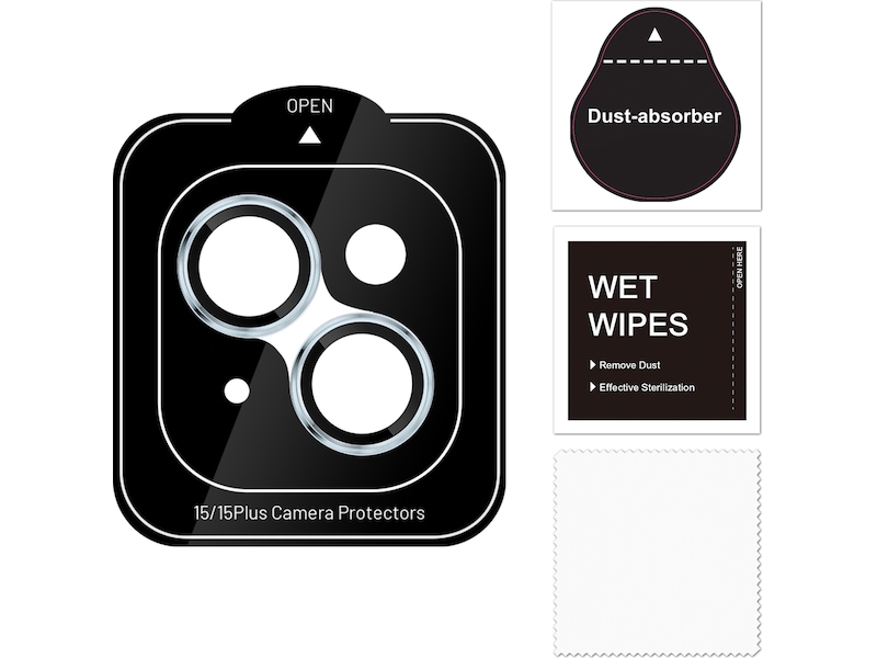 iiglo iPhone 15 / 15 Plus Linsskydd blå ram (blå) Skärmskydd mobiltelefon