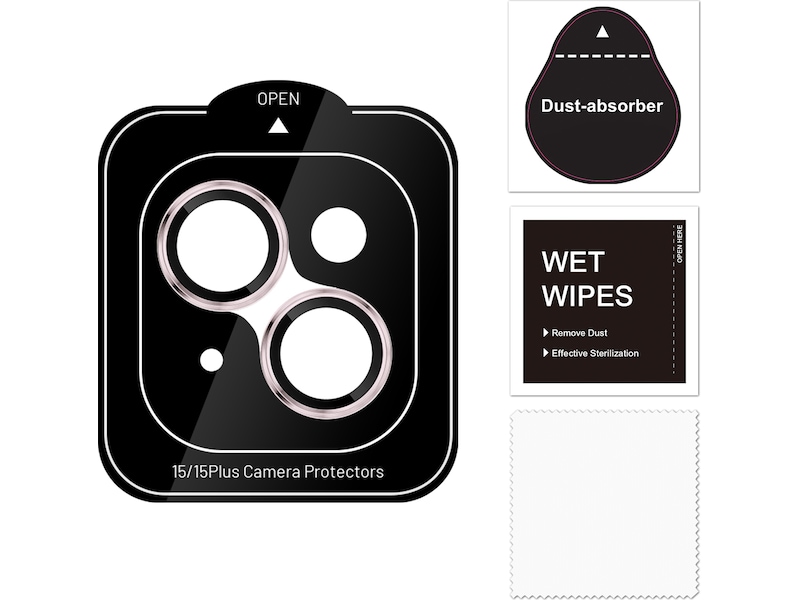 iiglo iPhone 15 / 15 Plus Linsskydd rosa ram (rosa) Skärmskydd mobiltelefon