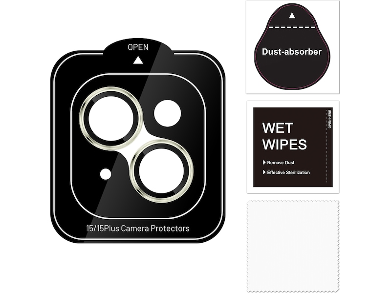 iiglo iPhone 15 / 15 Plus Linsskydd gul ram (gul) Skärmskydd mobiltelefon