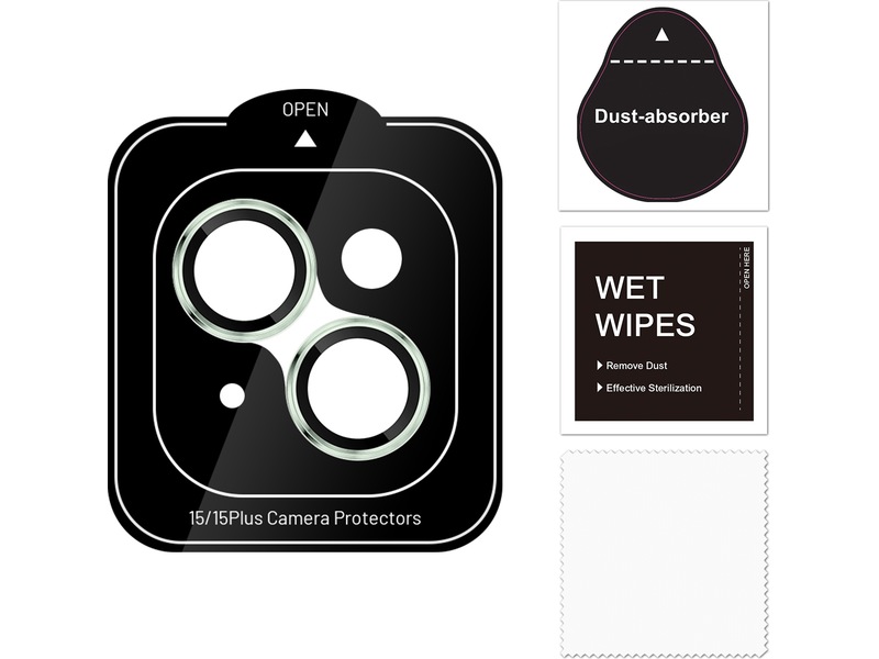 iiglo iPhone 15 / 15 Plus Linsskydd grön ram (grön) Skärmskydd mobiltelefon