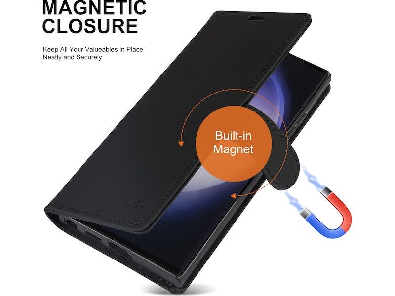 iiglo Galaxy S24 Ultra Plånboksfodral (svart) Mobilskal