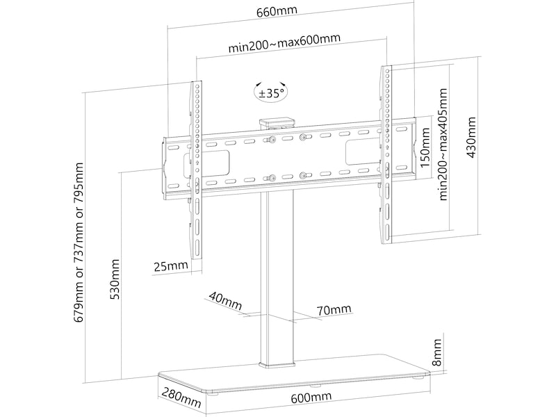 Andersson BHM 2.4 bordsstativ TV med glasskiva Väggfäste & TV-stativ