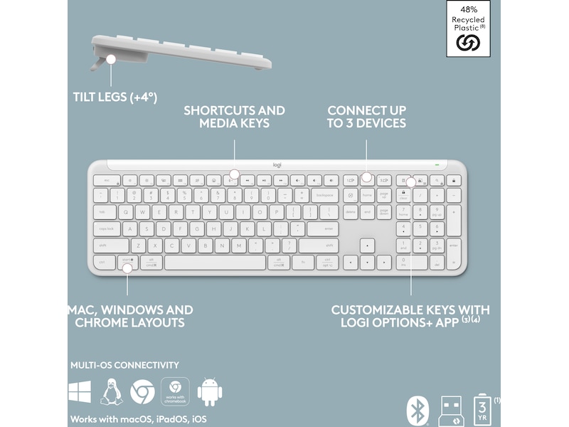 Logitech Signature Slim Combo MK950 (off-white) Mus & tangentbord -combo-paket
