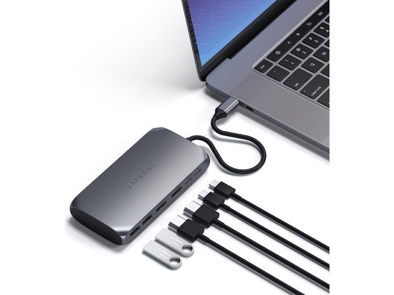 Satechi USB-C M1 Multimedia Adapter (grå) Dockningsstation och USB-hub