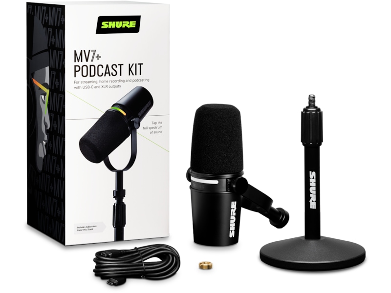 Shure MV7+ Podcast Kit mikrofon + stativ (svart) Mikrofon