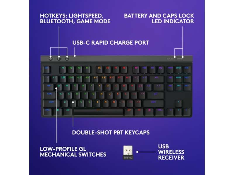 Logitech G G515 Lightspeed Gamingtangentbord (svart) Gamingtangentbord