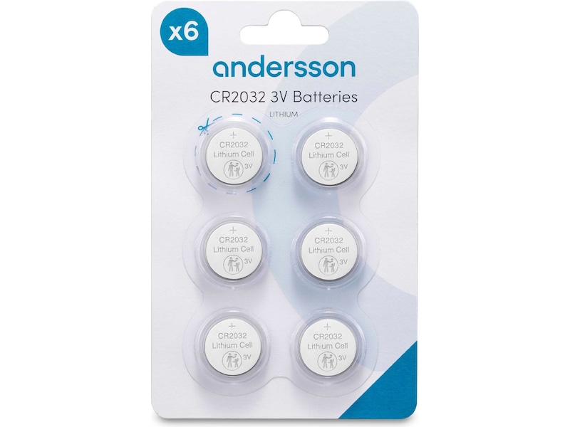 Andersson CR2032 Litiumbatteri, 6-pk Batterier för allmänt bruk