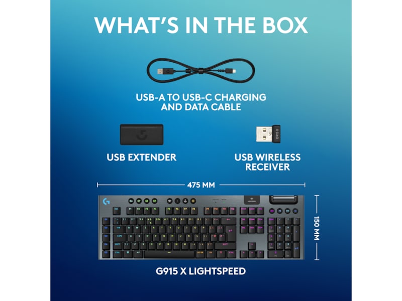 Logitech G915 X Lightspeed Trådlös Gamingtangentbord (svart) Gamingtangentbord