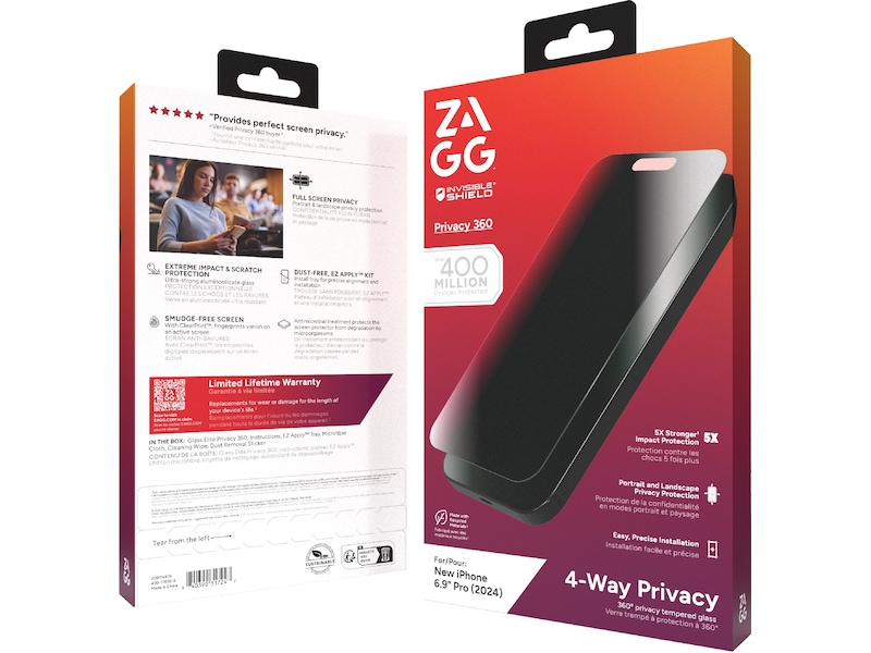 InvisibleShield Glass Elite iPhone 16 Pro Max Privacy 360 Skärmskydd Skärmskydd mobiltelefon