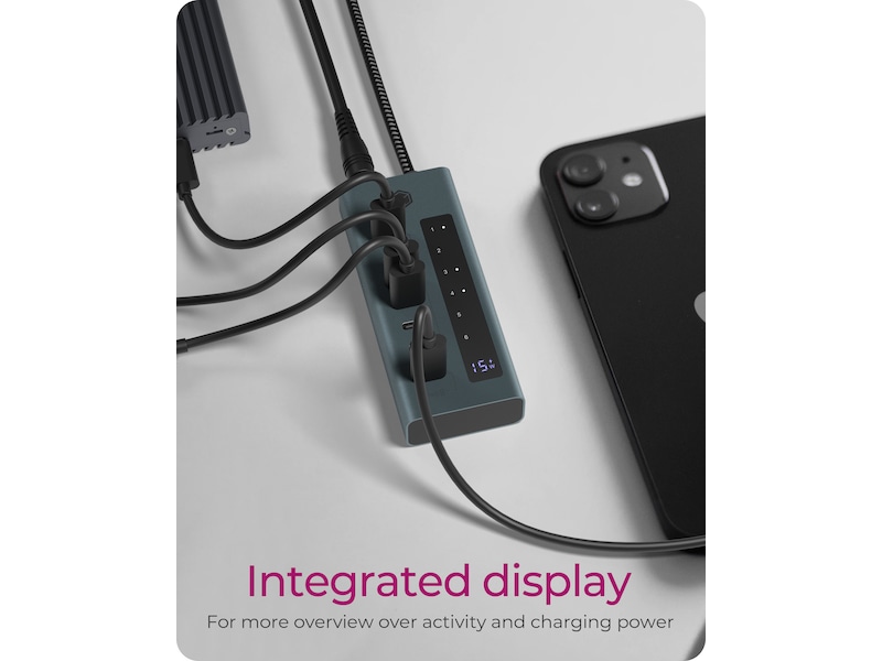 ICY BOX 7 Port USB-C Hub (blå/grå) Dockningsstation och USB-hub