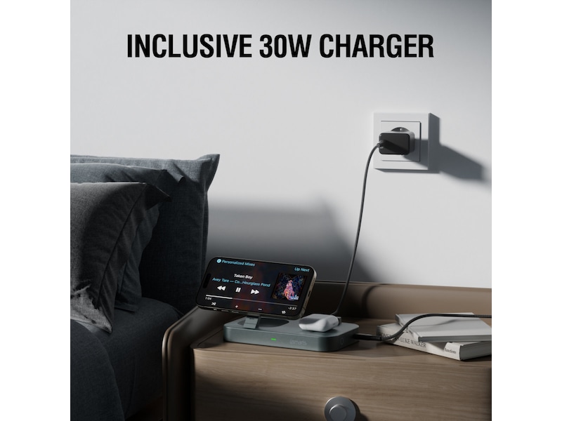 4smarts Qi2 Charging Station Trident (svart) Mobilladdare